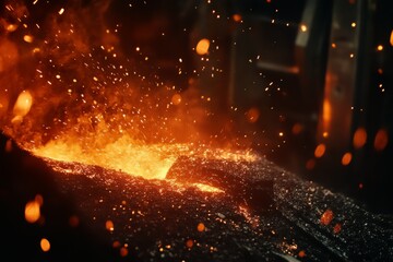 Molten steel in high temperature melting