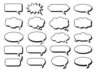 Obraz premium Collection of Black Outline Speech Bubbles and Thought Bubbles