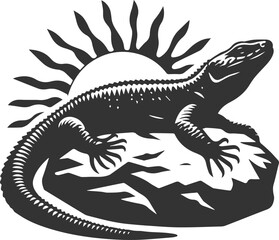 Vector illustration drawing silhouette of a reptile animal lizard isolated