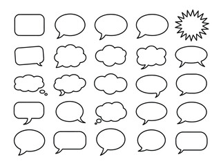 Fototapeta premium Collection of Black Outline Speech Bubbles and Thought Bubbles