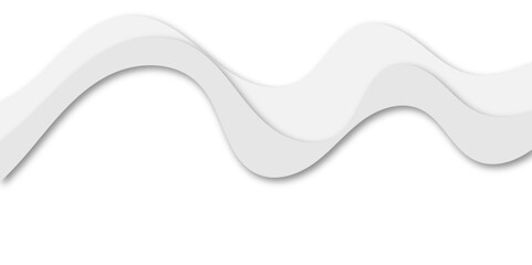 Abstract flowing wave layers in grayscale with soft shadows create a modern 3D paper-cut effect. Use as a minimalistic background for design, technology, or corporate presentation themes.