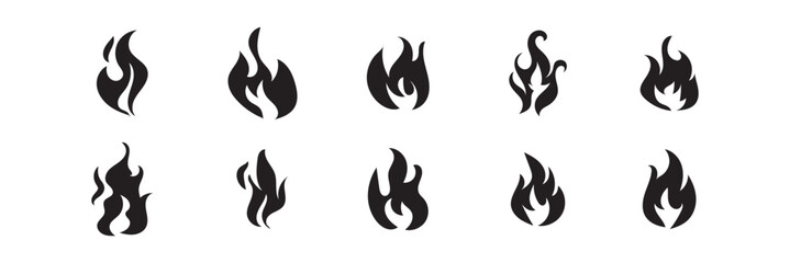 Fire icon vector set. Fire flame symbol. Flame icon collection.