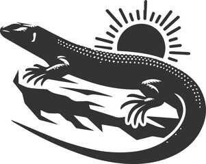 Vector illustration drawing silhouette of a reptile animal lizard isolated
