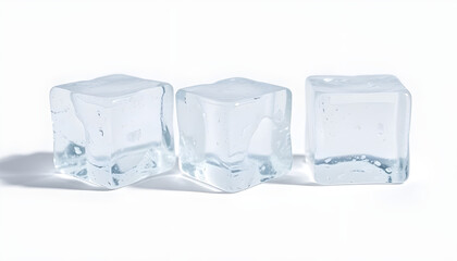 Melting ice cubes in bright light kitchen photography clean close-up refreshing concept