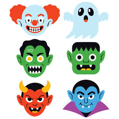 vector cartoon set of halloween monsters