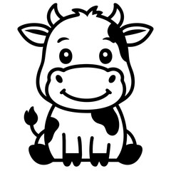 Funny cartoon cow illustration isolated on white background