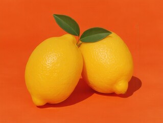 Lively lemons against a bold orange backdrop showcasing freshness and vibrancy ready for culinary uses home decor or visual design expressing zest and flavor captured with clarity