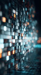 Obraz premium Enhanced digital pixel patterns create dynamic background for IT services in communication technology