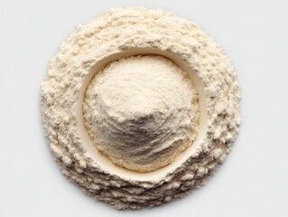 Fine flour surrounded by rustic heap creating a soft texture against a smooth backdrop ideal for culinary art and baking craftsmanship illustrating organic ingredients