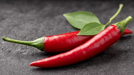 Closeup of fresh red chili pepper on dark background for cooking inspiration hot bell pepper details in dark environment