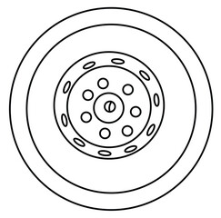 Cute cartoon hand drawn vector car wheel outline.