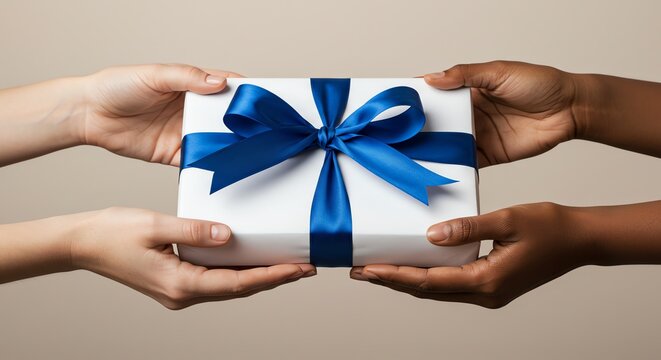 Gift present sharing hands giving people