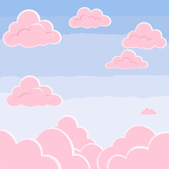 Pastel Pink Cloudscape: Dreamy Sky Background Illustration
