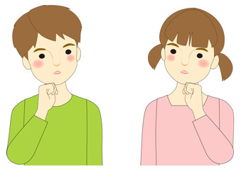 Illustration set of boys and girls with thinking expressions