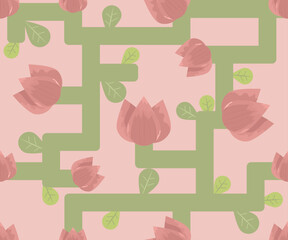 seamless pattern with tulip flowers