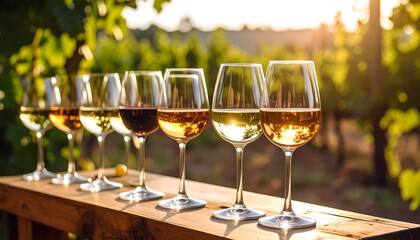 Sunset Wine Tasting Vineyard.