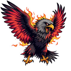 Obraz premium Vsai fiery eagle spreading wings and screaming mascot logo