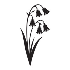 Bluebells isolated icon silhouette vector art illustration on white background