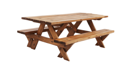 Rustic wooden table for picnics, created with AI, PNG