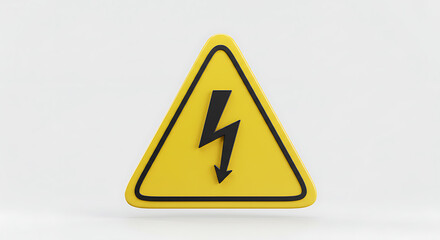 3D Render: Yellow High Voltage Warning Triangle Sign