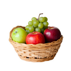Harvesting fresh fruits colorful apples and grapes in a basket home kitchen still life minimalist healthy eating