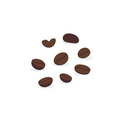 Vector illustration of dark brown roasted coffee beans. Suitable for packaging design, advertising, menu layouts, coffee product branding and shop decoration