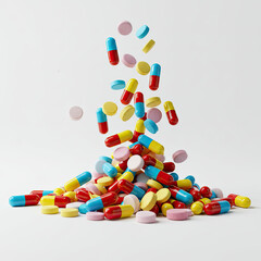 pills on white background