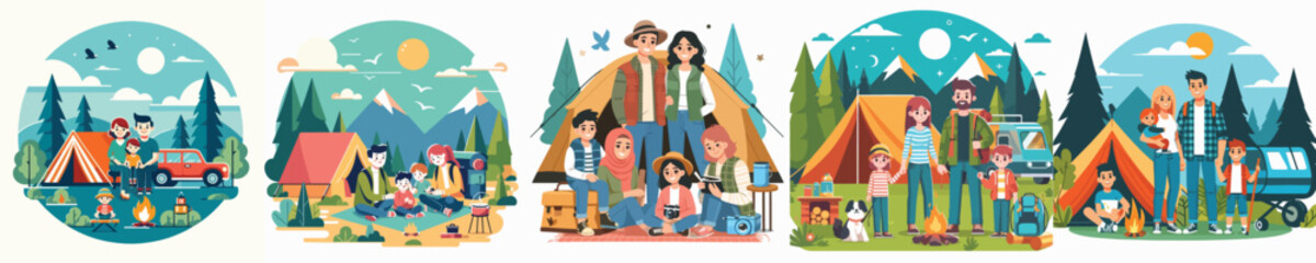 vector image of family camping flatdesign nice