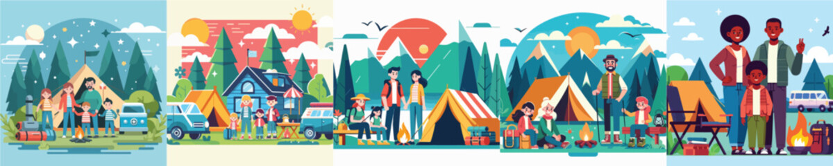 vector image of family camping flatdesign nice