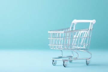 minimalistic image of empty shopping cart against simple backdrop
