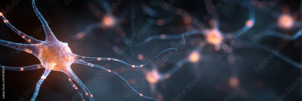Poster Nervous System Diagram Highlighting Glowing Synapses With a Gradient Background Showcasing Intricate Neural Connections in Detail