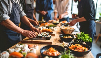 Sushi Making Class with Group Cooking.