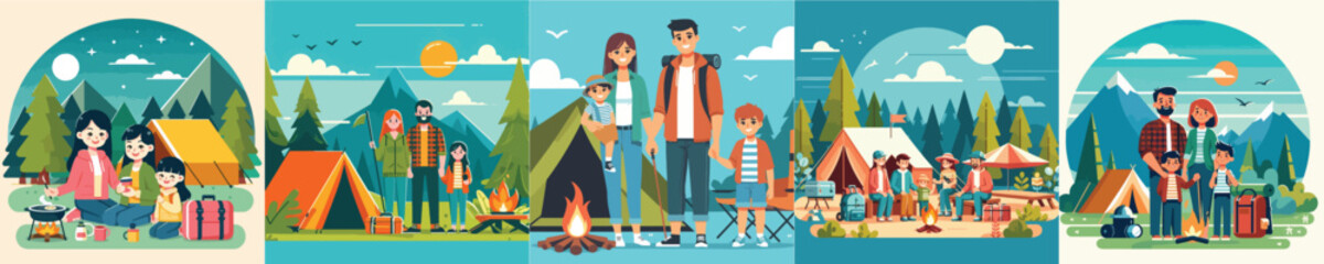 vector image of family camping flatdesign nice