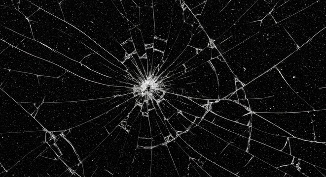 Shattered glass texture on black background.