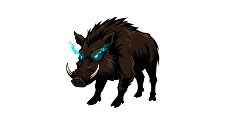 Naklejka premium vector art line of angry wild boar face brave and muscle suitable for mockup and logo product of team isolated white background