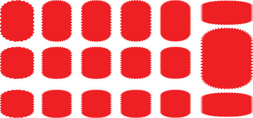 Set of Red price sticker, sale or discount sticker, sunburst badges icon. Stars shape with different number of rays. Special offer price tag. Red
starburst promotional badge set, shopping labels
