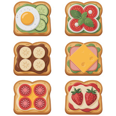Italian bruschetta with ham cheese toppings vector isolated white background