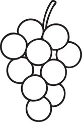 Simple Black and White Line Drawing of a Bunch of Grapes Perfect for Coloring Pages and Educational Materials