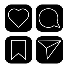 Like, Comment, Share and Save Icons