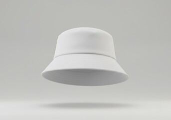 Fototapeta premium Floating White Bucket Hat Mockup in Studio Setting Minimalist Style
