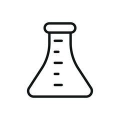 Simple line flask icon for academic and school science projects.