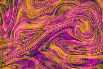 Vibrant pink and orange patterns swirl in an abstract design