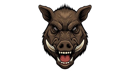 vector art line of angry wild boar face brave and muscle suitable for mockup and logo product of team isolated white background