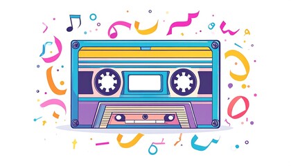 Retro Cassette Tape Music Design.