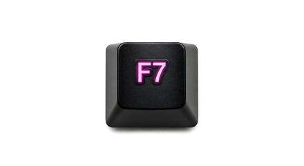 Illuminated F7 Keycap on White Background