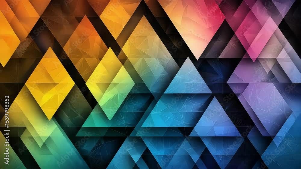 Aufkleber A vibrant abstract pattern featuring colorful geometric shapes with a prismatic, layered effect.
