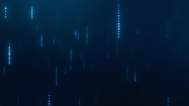 Abstract Digital Background with Glowing Binary Code in Blue tones for technology and data visualizations.