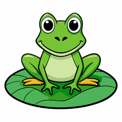 Cute Frog on Water Lily Vector