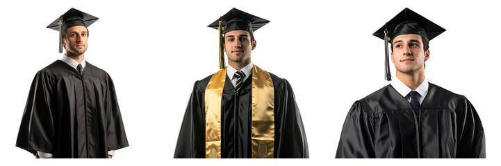 Graduates in Academic Attire Celebrating Achievements and Success Isolated Transparent Background