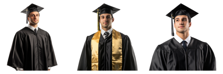 Graduates in Academic Attire Celebrating Achievements and Success Isolated Transparent Background